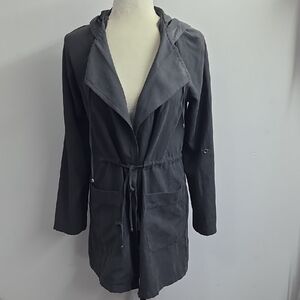 Staccato Gray Tie Front Lightweight  Hooded Jacket